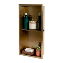 Picture of ALFI Brand ABNP1224-BG 12 x 24 in. Brushed Gold PVD Stainless Steel Vertical Double Shelf Shower Niche