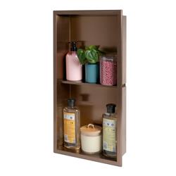 Picture of ALFI Brand ABNP1224-BC 12 x 24 in. Brushed Copper PVD Stainless Steel Vertical Double Shelf Shower Niche