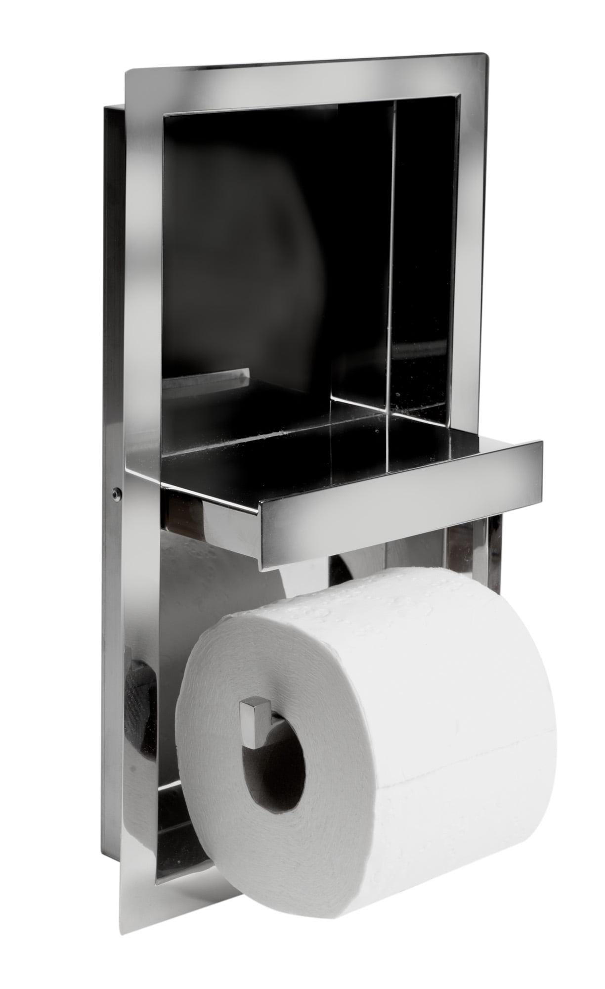 Picture of AlFI Brand ABTPN88-PSS Polished Stainless Steel Recessed Shelf & Toilet Paper Holder Niche