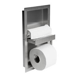 Picture of AlFI Brand ABTPN88-BSS Brushed Stainless Steel Recessed Shelf & Toilet Paper Holder Niche