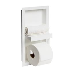 Picture of AlFI Brand ABTPNC88-W White Matte Stainless Steel Recessed Shelf & Toilet Paper Holder Niche