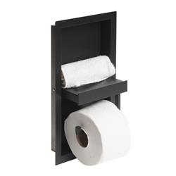 Picture of AlFI Brand ABTPNC88-BLA Black Matte Stainless Steel Recessed Shelf & Toilet Paper Holder Niche