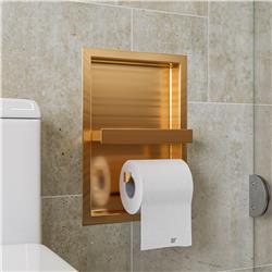 Picture of AlFI Brand ABTPNP88-BG Brushed Gold PVD Stainless Steel Recessed Shelf & Toilet Paper Holder Niche