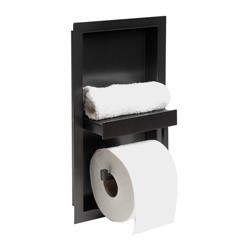 Picture of AlFI Brand ABTPNP88-BB Brushed Black PVD Stainless Steel Recessed Shelf & Toilet Paper Holder Niche