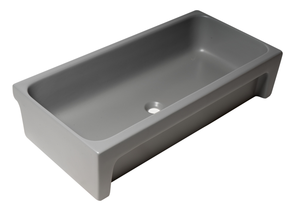 Picture of ALFI Brand AB36TRGM 36 in. Above Mount Fireclay Bathroom Trough Sink - Gray Matte