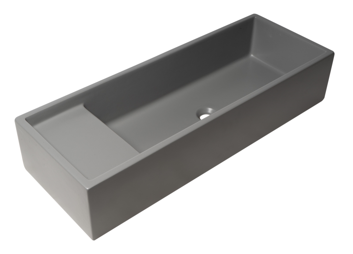 Picture of ALFI Brand AB39TRGM 39 in. Above Mount Fireclay Bathroom Trough Sink - Gray Matte