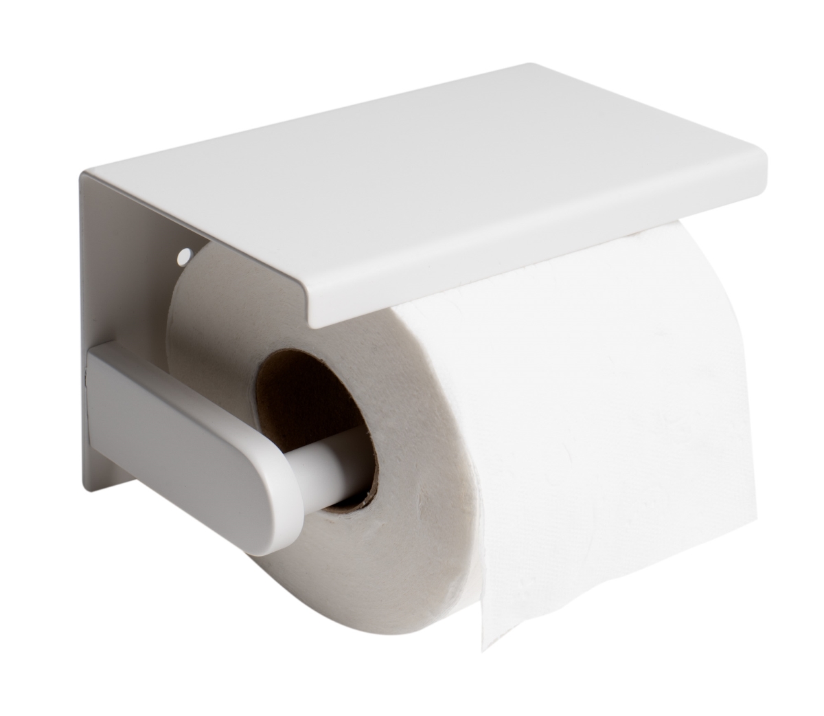 Picture of ALFI Brand ABTPC66-W Matte Stainless Steel Toilet Paper Holder with Shelf - White