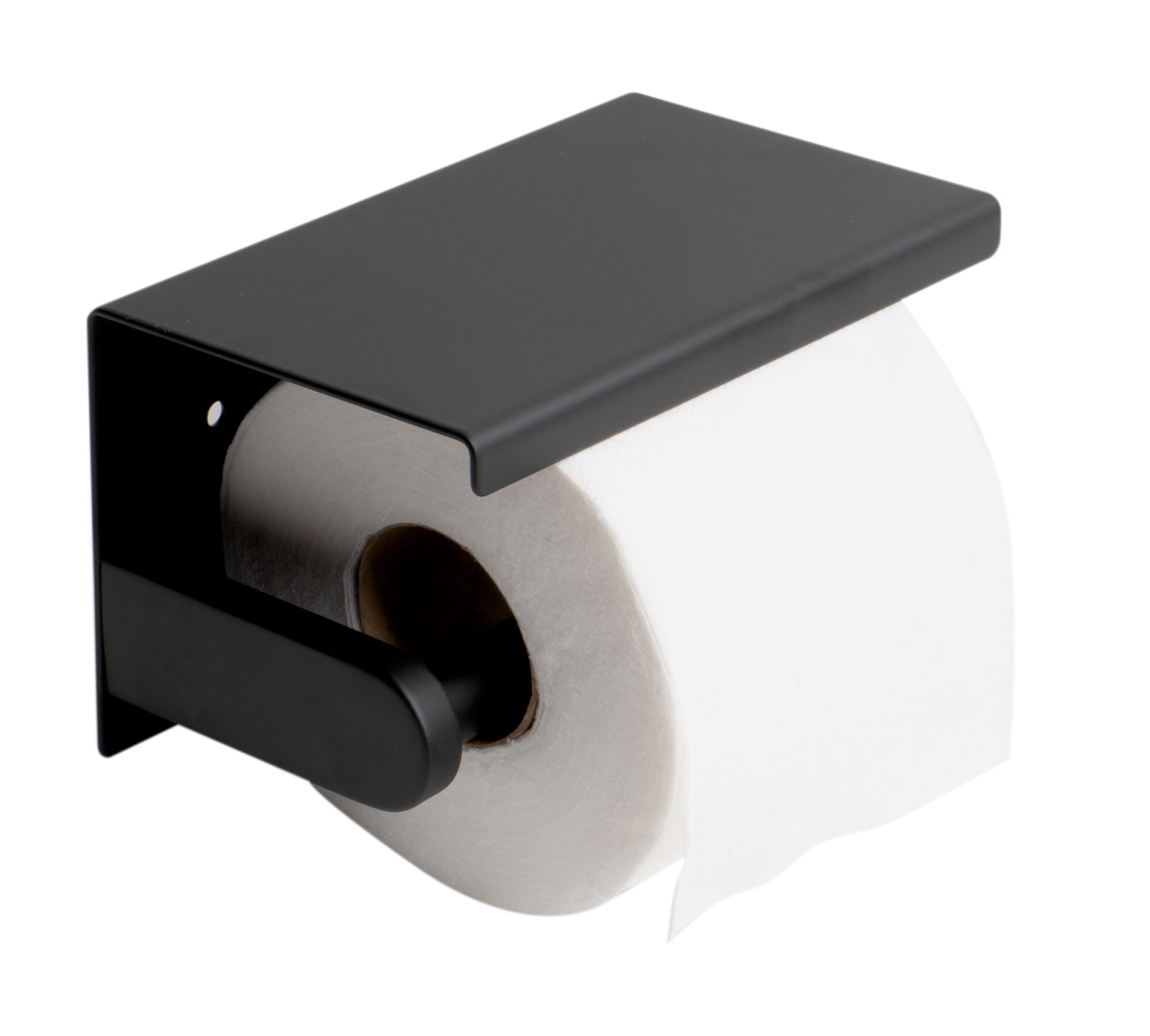 Picture of ALFI Brand ABTPC66-BLA Matte Stainless Steel Toilet Paper Holder with Shelf - Black