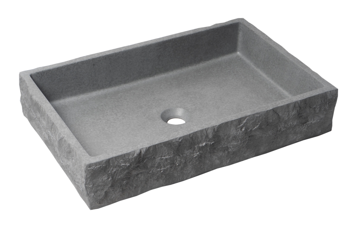 Picture of ALFI Brand ABCO24R 24 in. Solid Concrete Chiseled Style Rectangular Above Mount Vessel Sink - Gray Matte
