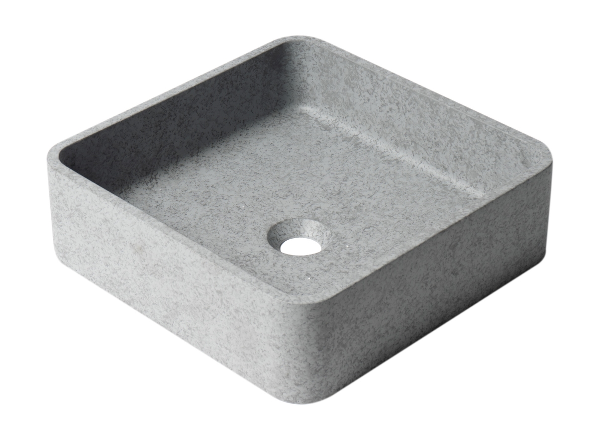 Picture of ALFI ABCO16S 16 in. Solid Concrete Chiseled Style Square Above Mount Vessel Sink&#44; Gray Matte