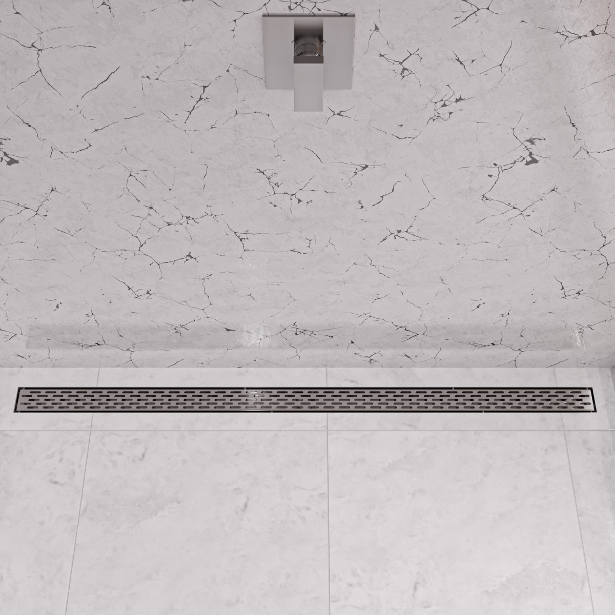 Picture of ALFI ABLD59C-BSS 59 in. Brushed Stainless Steel Linear Shower Drain with Groove Holes