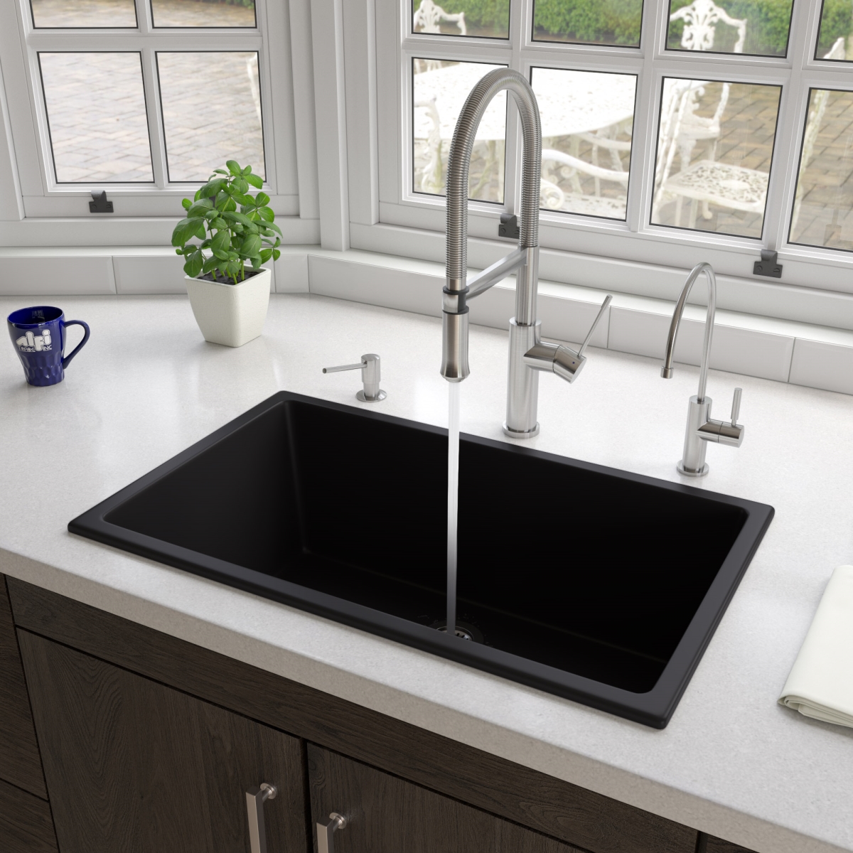 Picture of ALFI AB3018UD-BM 30 x 18 in. Undermount Drop & In Fireclay Kitchen Sink&#44; Black Matte