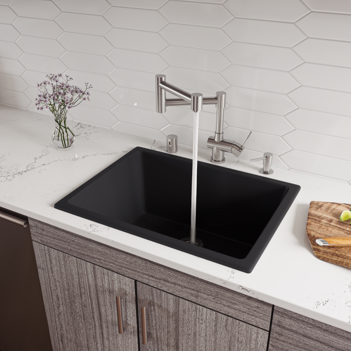 Picture of ALFI AB2418UD-BM 24 x 18 in. Undermount & Drop In Fireclay Kitchen Sink&#44; Black Matte