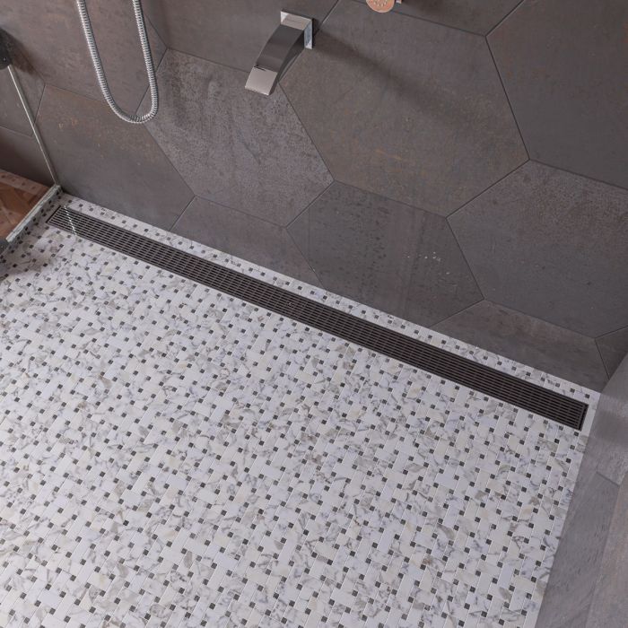 Picture of ALFI ABLD59D 59 in. Linear Shower Drain with Groove Lines&#44; Brushed Stainless Steel