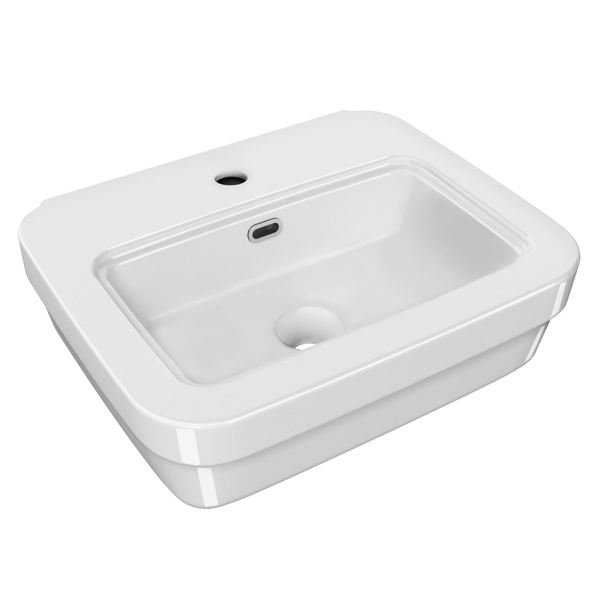 Picture of Alfi Trade B-EVO15 21 in. Overflow Control Ledge - Single Faucet Drilling & Overflow Rectangular Wall Mount Basin