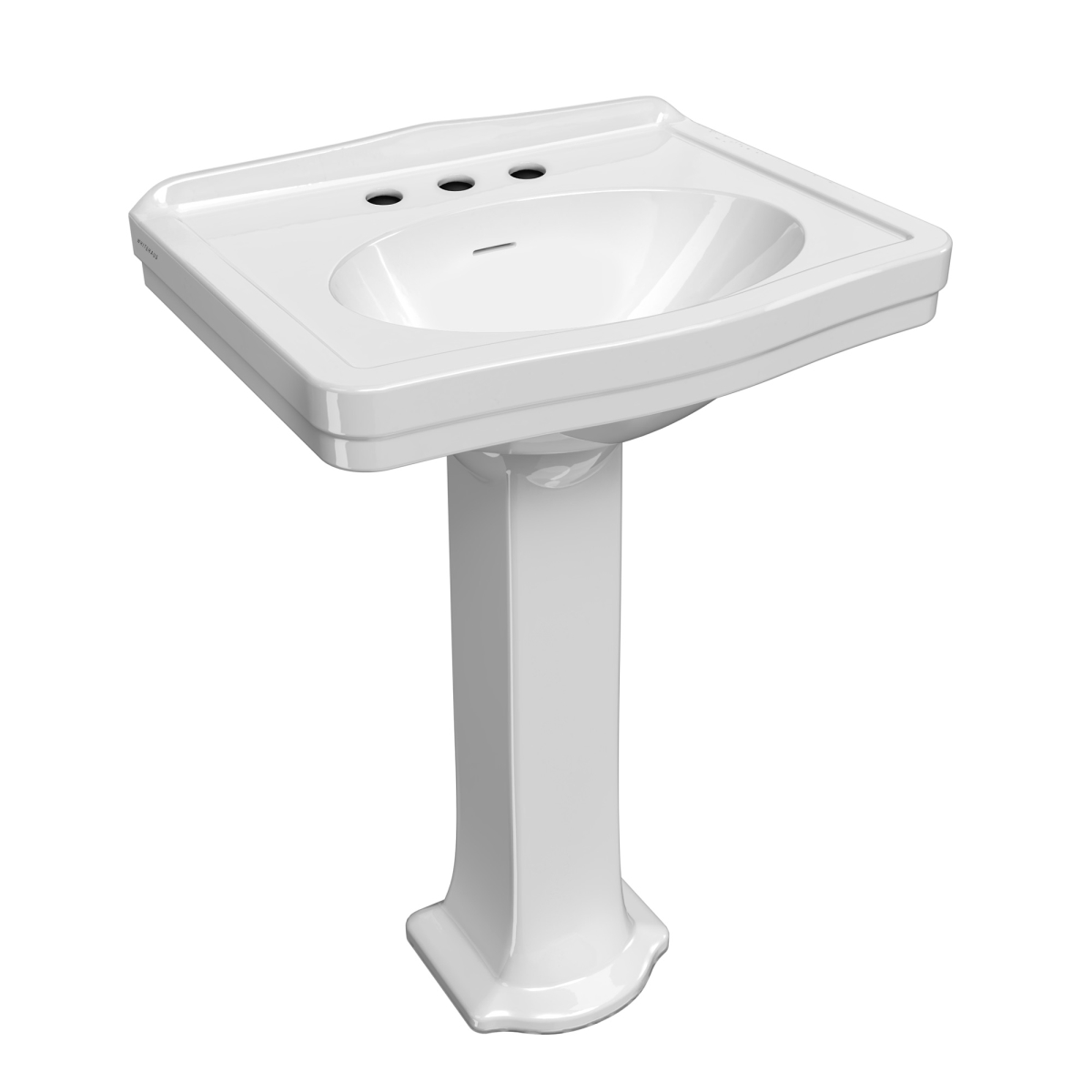 Picture of Alfi Trade B-LO914-LO915-3H 23 in. Traditional Pedestal Sink with an Integrated Oval Bowl&#44; Widespread Faucet Drilling&#44; Low-Rise Backsplash & Overflow
