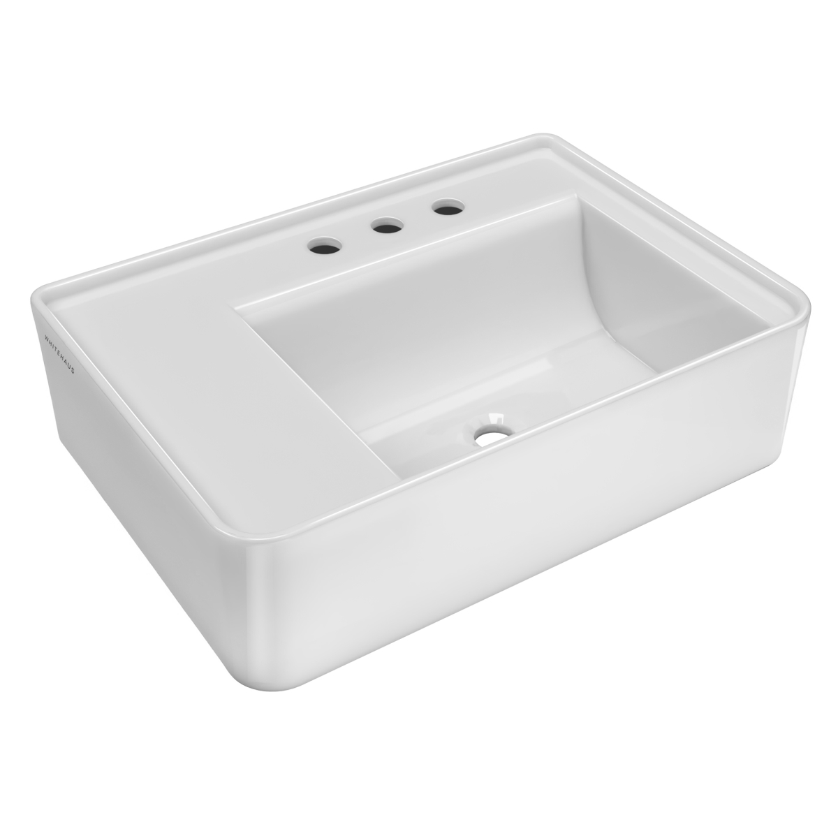 Picture of Alfi Trade B-RA65-3H 26 in. Widespread Faucet Drilling & Rear Center Drain Location Rectangular Wall Mount Basin