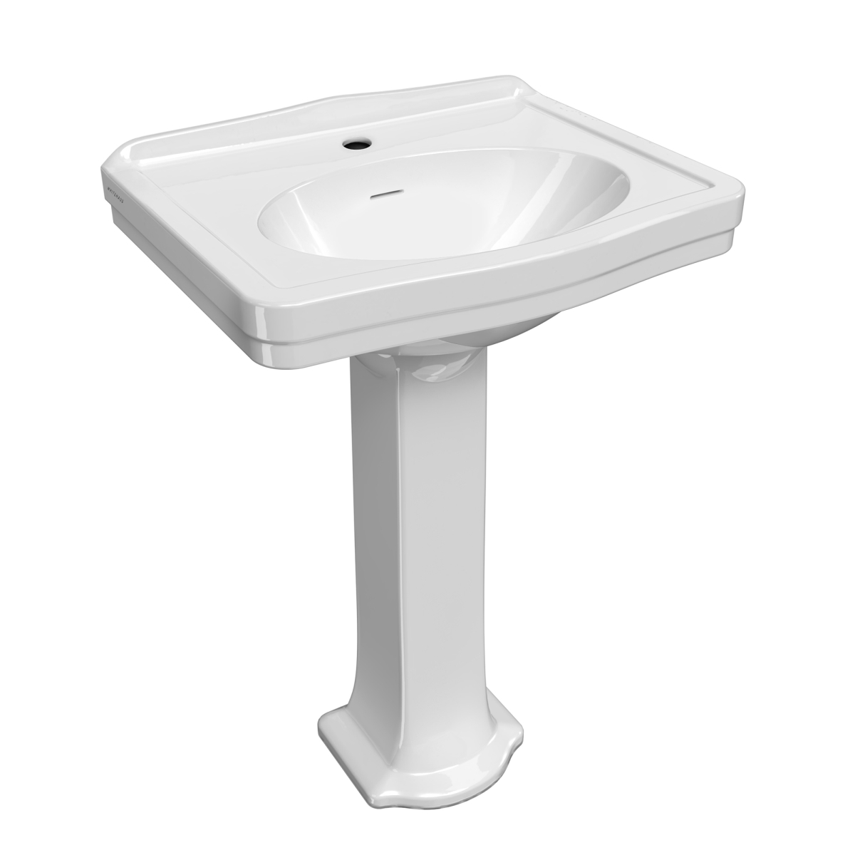 Picture of Alfi Trade B-LO914-LO915-1H 23 in. Traditional Pedestal Sink with an Integrated Oval Bowl&#44; Single Faucet Drilling&#44; Low-Rise Backsplash & Overflow