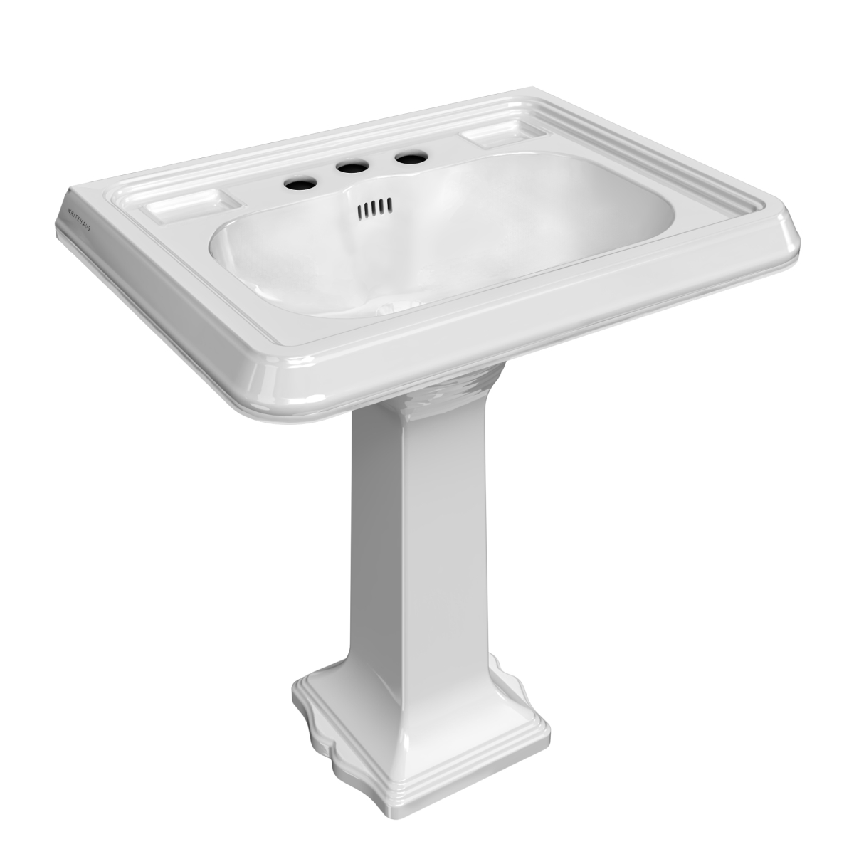 Picture of Alfi Trade AR854-AR805-3H 29 in. Traditional Pedestal Sink with an Integrated Large Rectangular Bowl&#44; Widespread Faucet Drilling&#44; Dual Soap Ledges&#44; Decorative Trim & Overflow