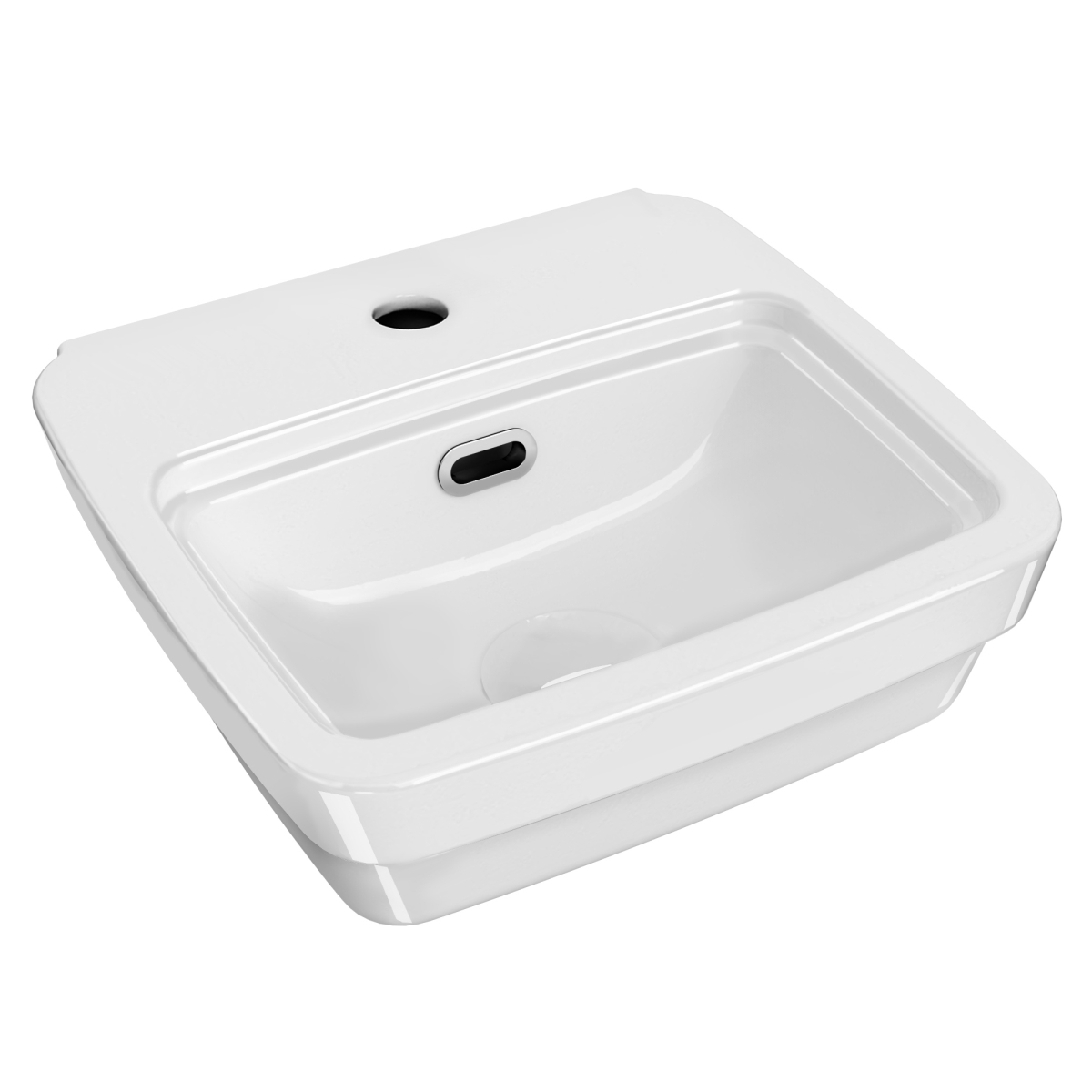 Picture of Alfi Trade B-EVO14 13 in. Overflow Control Ledge - Single Faucet Drilling & Overflow Rectangular Wall Mount Basin