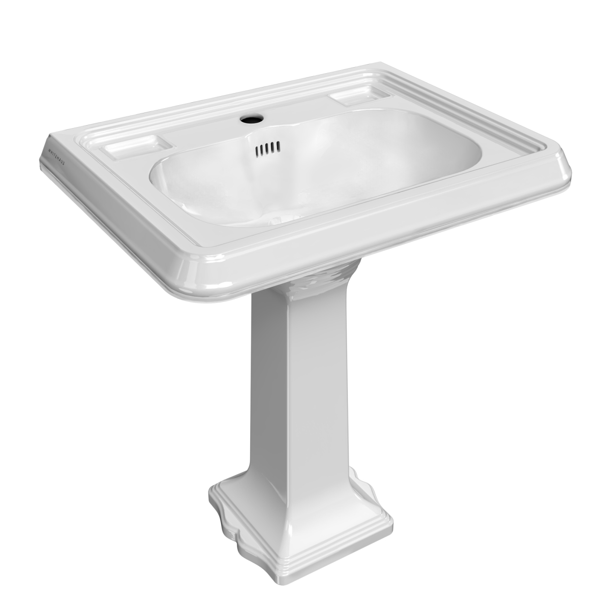 Picture of Alfi Trade AR854-AR805-1H 29 in. Traditional Pedestal Sink with Large Rectangular Bowl&#44; Single Faucet Drilling&#44; Dual Soap Ledges&#44; Overflow Control Rim & Overflow
