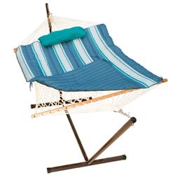 Picture of Algoma Net 8919STRIPE 11 ft. Cotton Rope Hammock&#44; Stand - Pad & Pillow Combination&#44; Blue