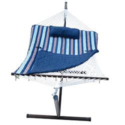 Picture of Algoma Net 8920ARBSTR 11 ft. Cotton Rope Hammock&#44; Stand - Pad & Pillow Combination&#44; Blue & Red