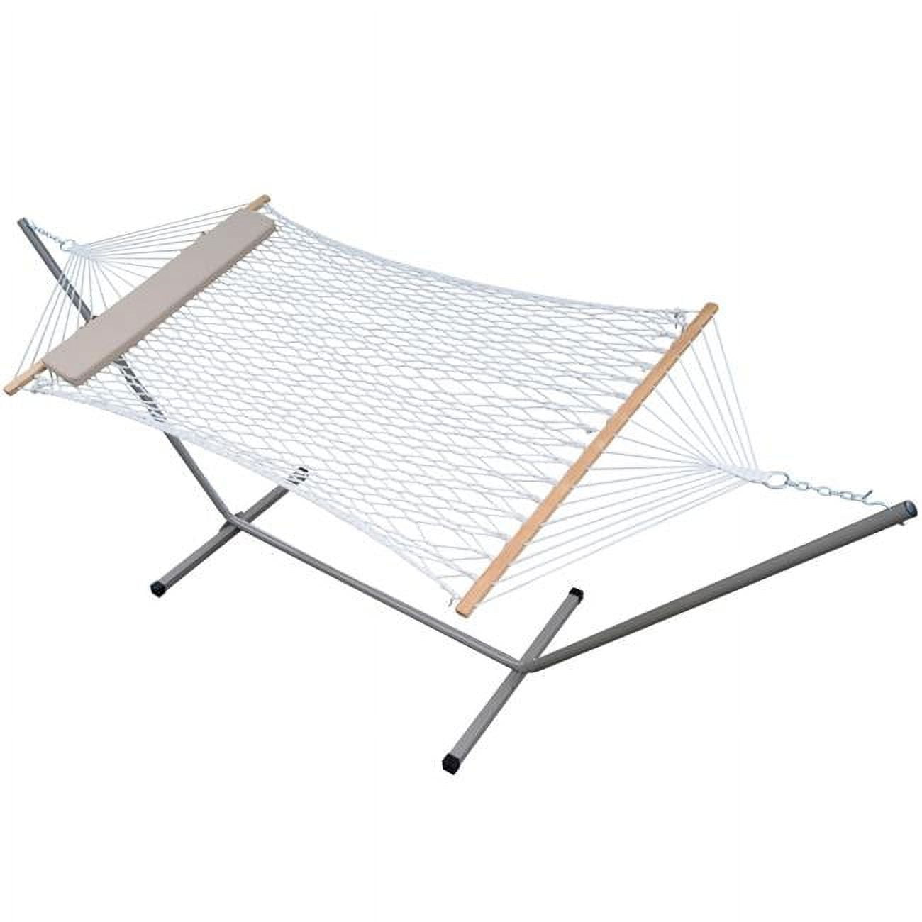 Picture of Algoma HM006098T Rope Hammock with Steel Stand & Pillow&#44; White