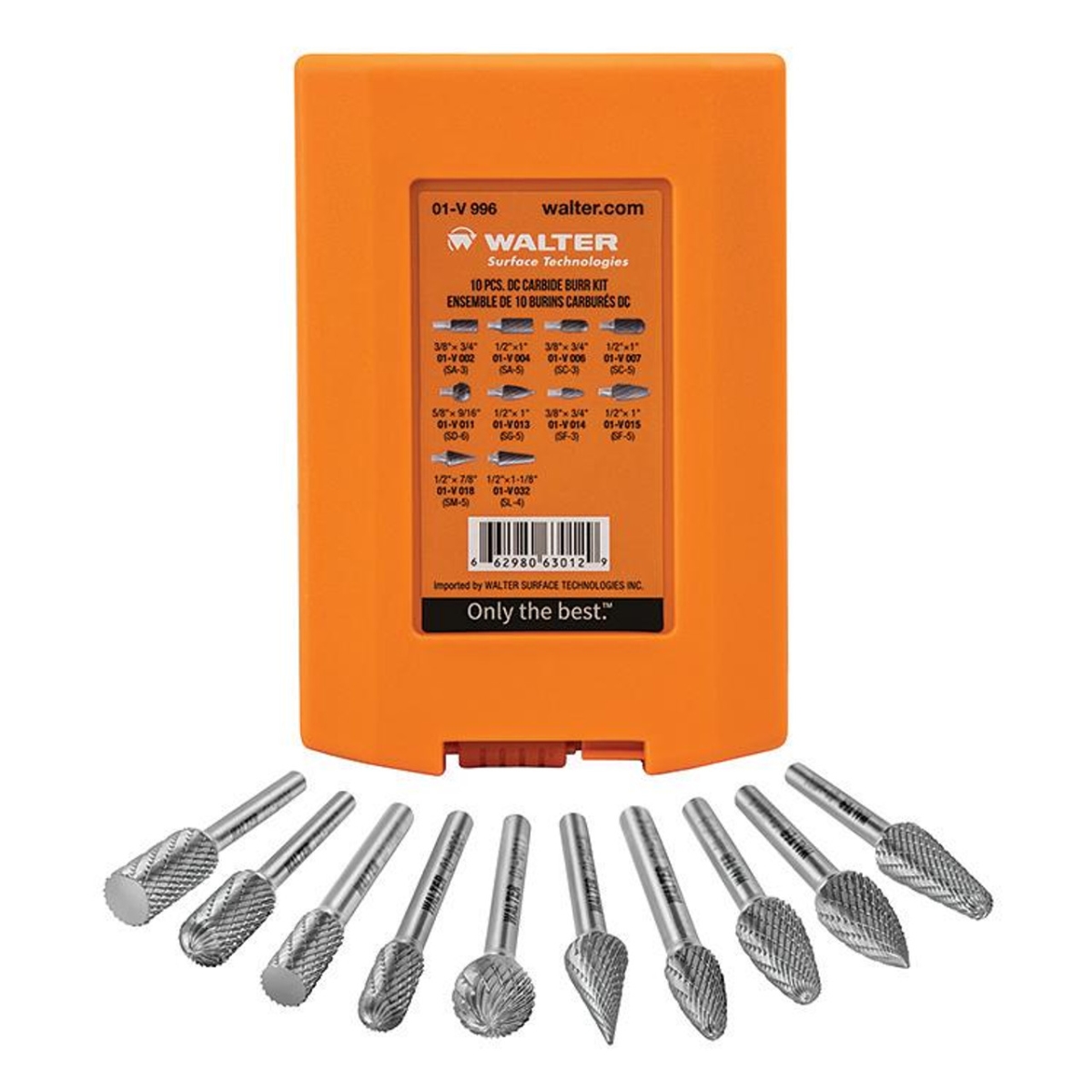Walter Carbide Burr 10-Piece Kit DC (01V996)