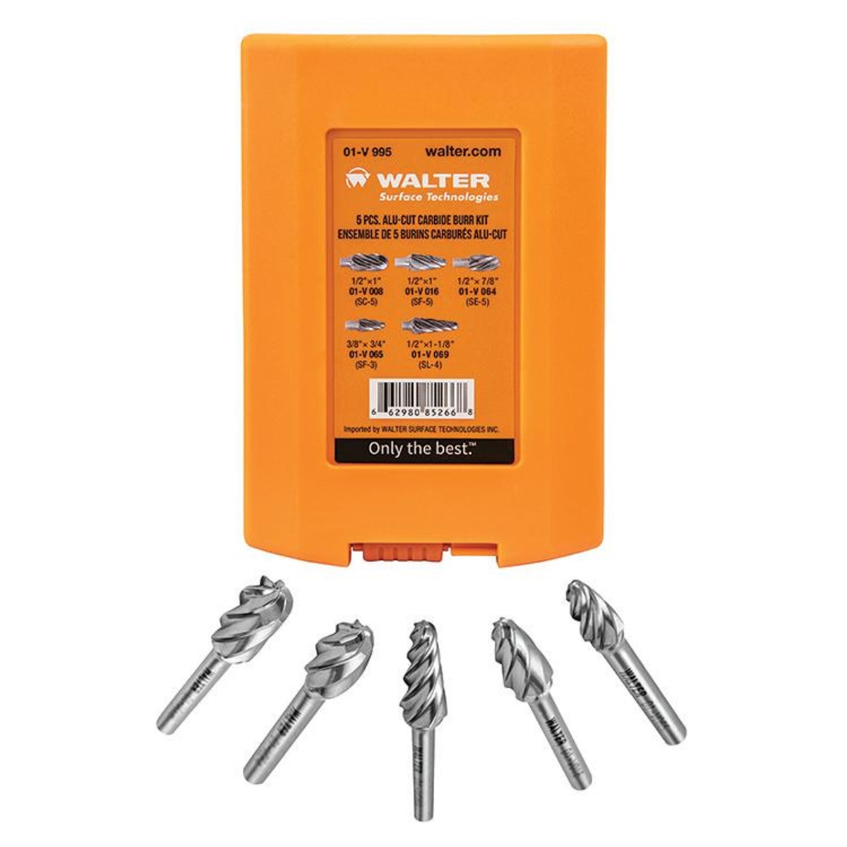 Walter Carbide Burr 5-Piece Kit NF (01V995)
