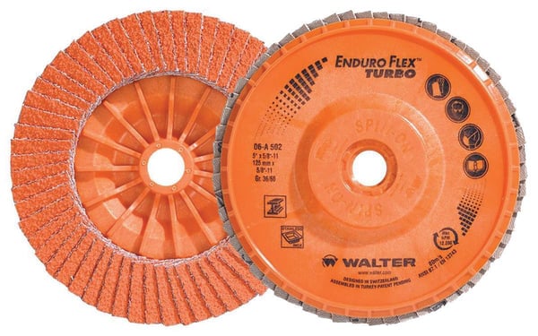 06A502 5 x 0.63 in. Close Spin-On Coated Flap Disc, Medium Grade - 36-60 Grit - Orange
