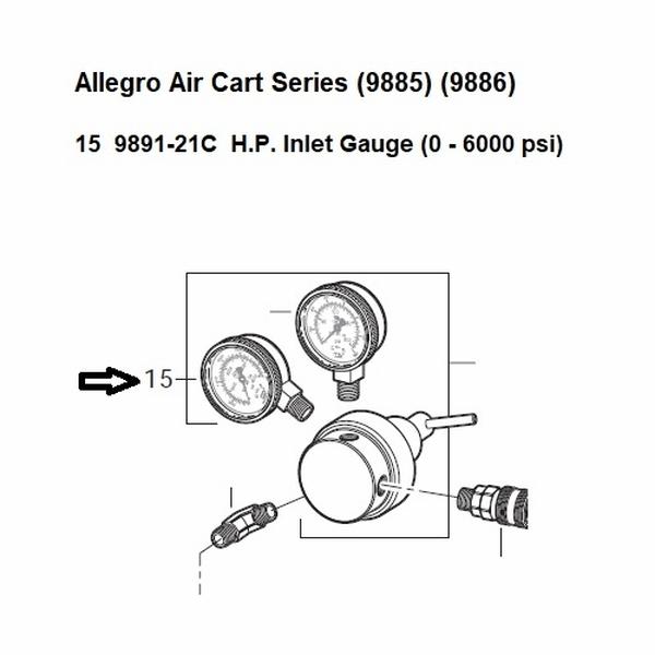 9891-21C Outlet Gauge - 0-6000 PSI & HP