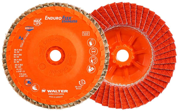 15Q506 5 in. Enduro-Flex Close Standard Density Coated Flap Disc, Medium Grade - 60 Grit - Orange
