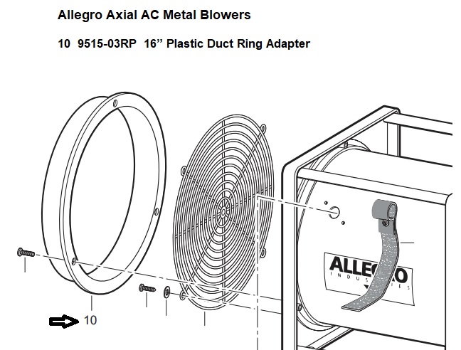 9515-03RP Blower Duct Ring Adapter - Plastic