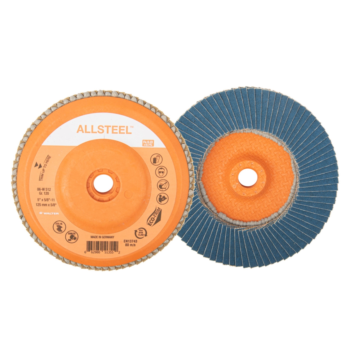 06W512 5 in. High-Speed Steel Spin-On - GR120 Grit