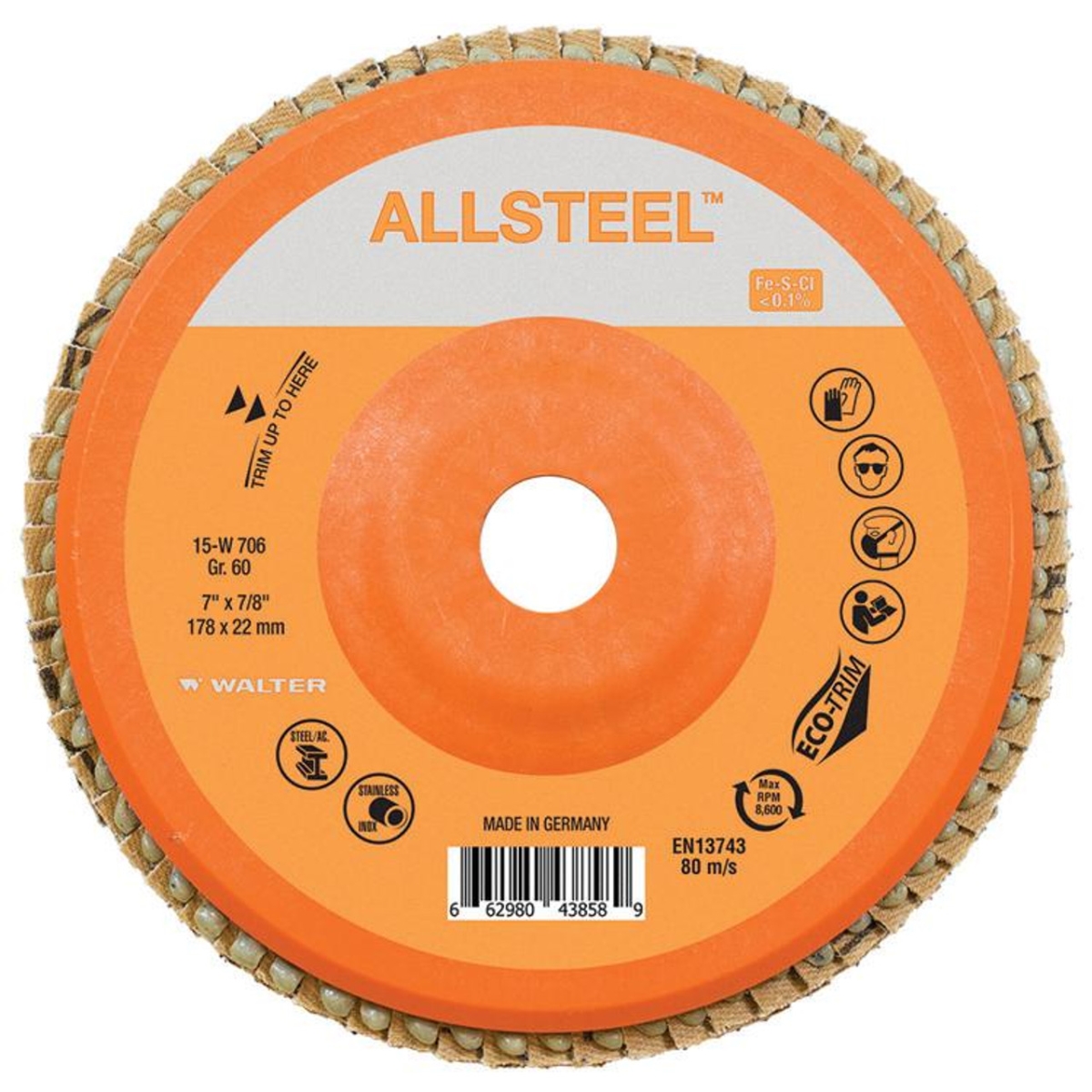 15W706 7 x 0.875 in. GR60 Grit All Steel