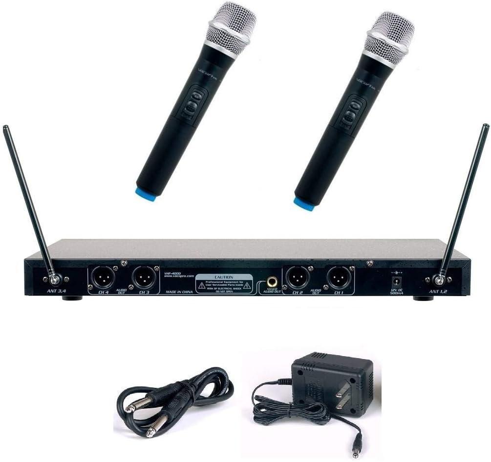 VHF40002 M- N- O- P Frequency Professional Quad Vhf Wireless Microphone System -  Vocopro