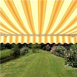 Retractable Motorized 20 x 10 Feet Home Patio Canopy Awning Sunshade Multi Stripes Yellow