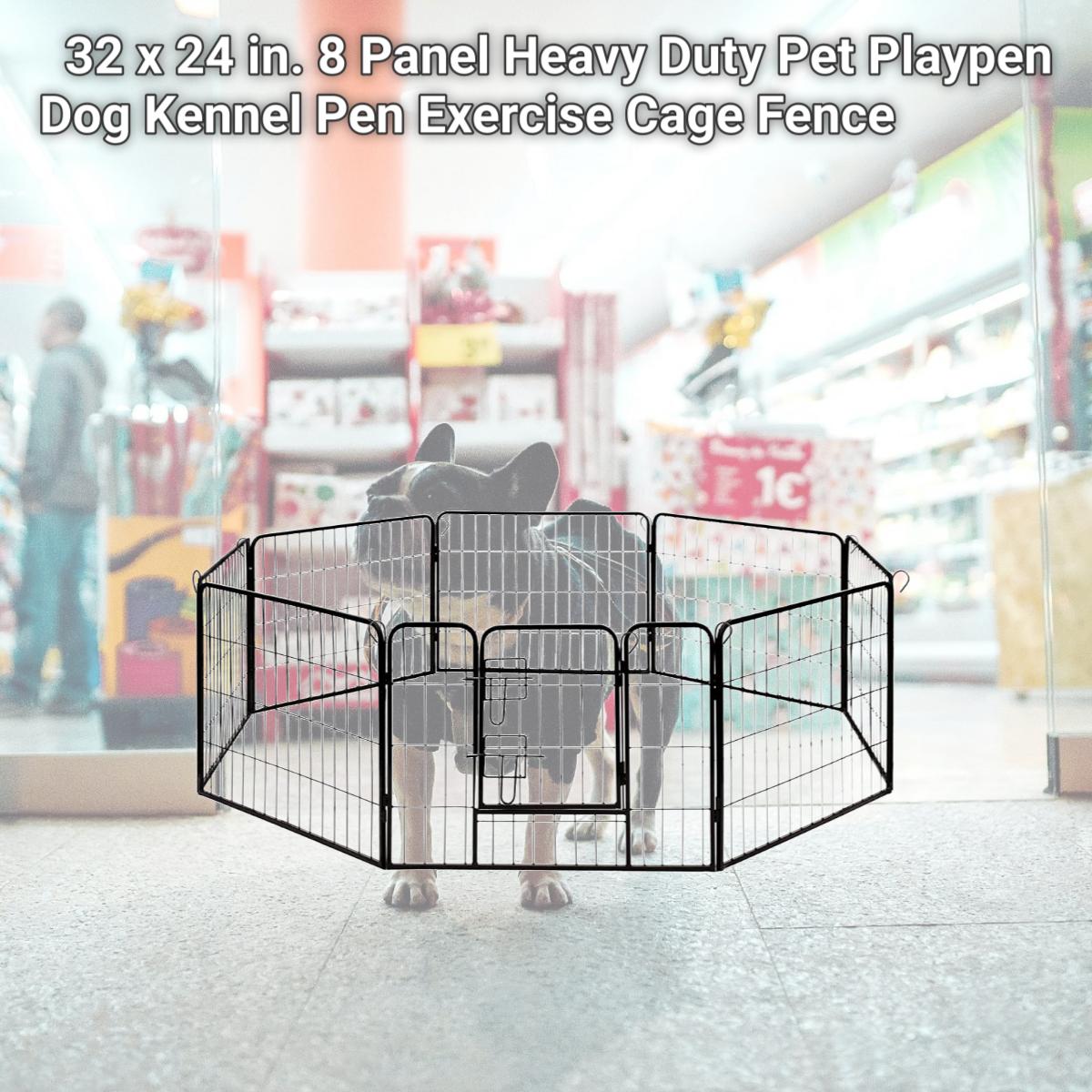 Picture of Aleko DK24x32-UNB 32 x 24 in. 8 Panel Heavy Duty Pet Playpen Dog Kennel Pen Exercise Cage Fence