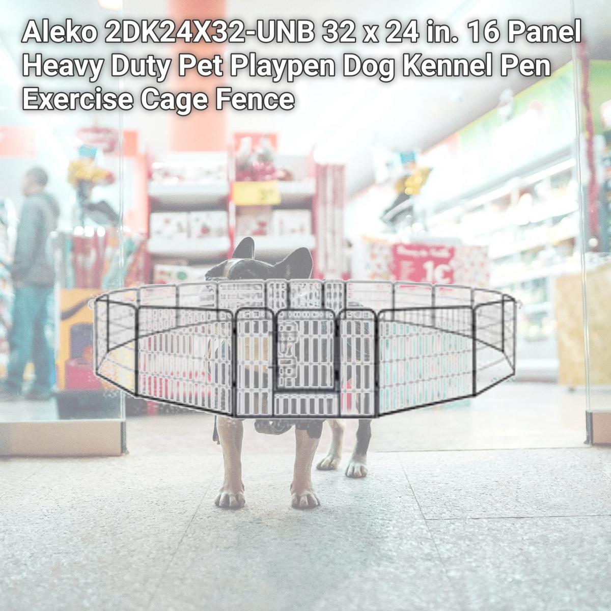 Picture of Aleko 2DK24X32-UNB 32 x 24 in. 16 Panel Heavy Duty Pet Playpen Dog Kennel Pen Exercise Cage Fence
