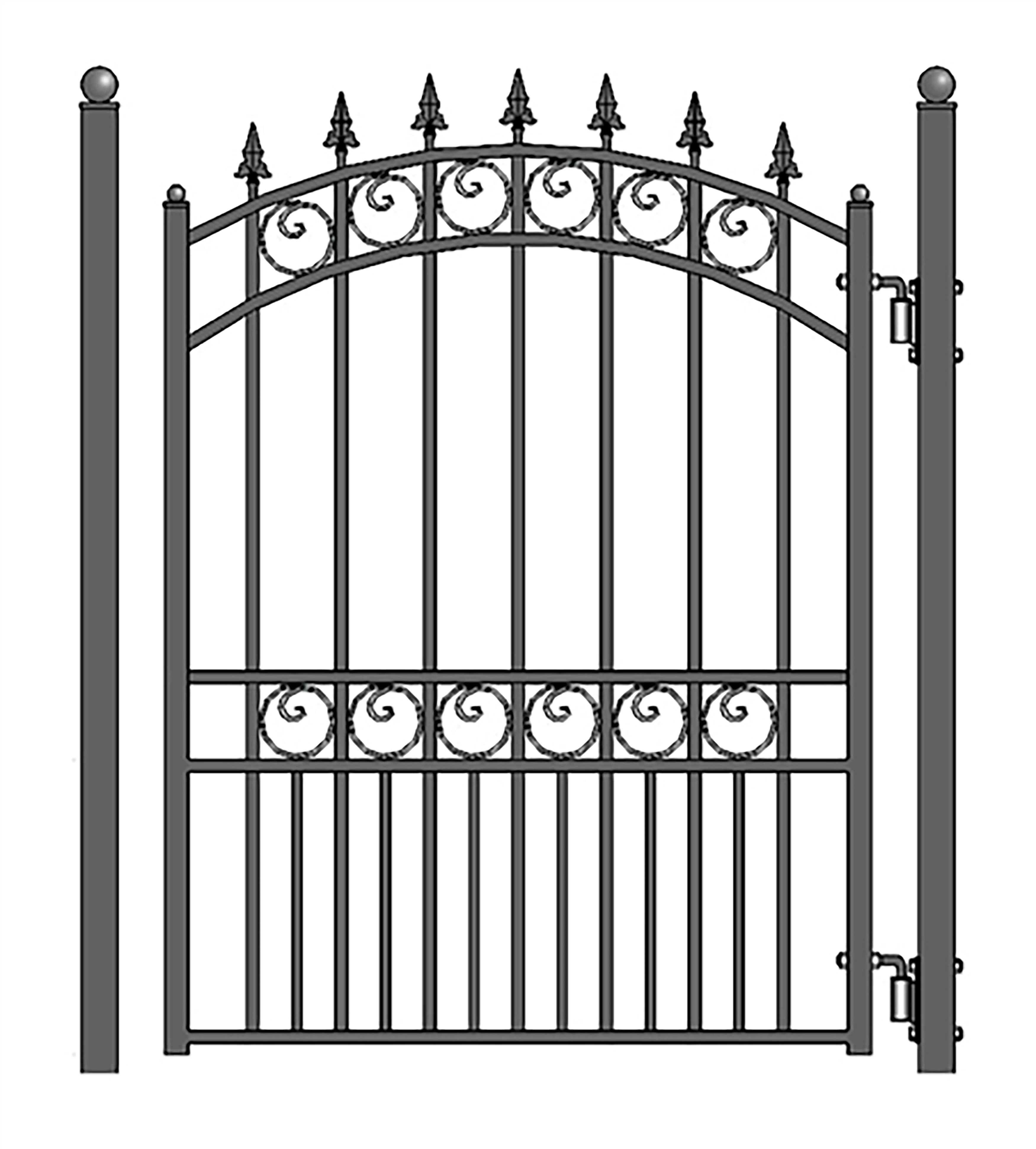 5 ft. London Style Iron Pedestrian Gate, Black
