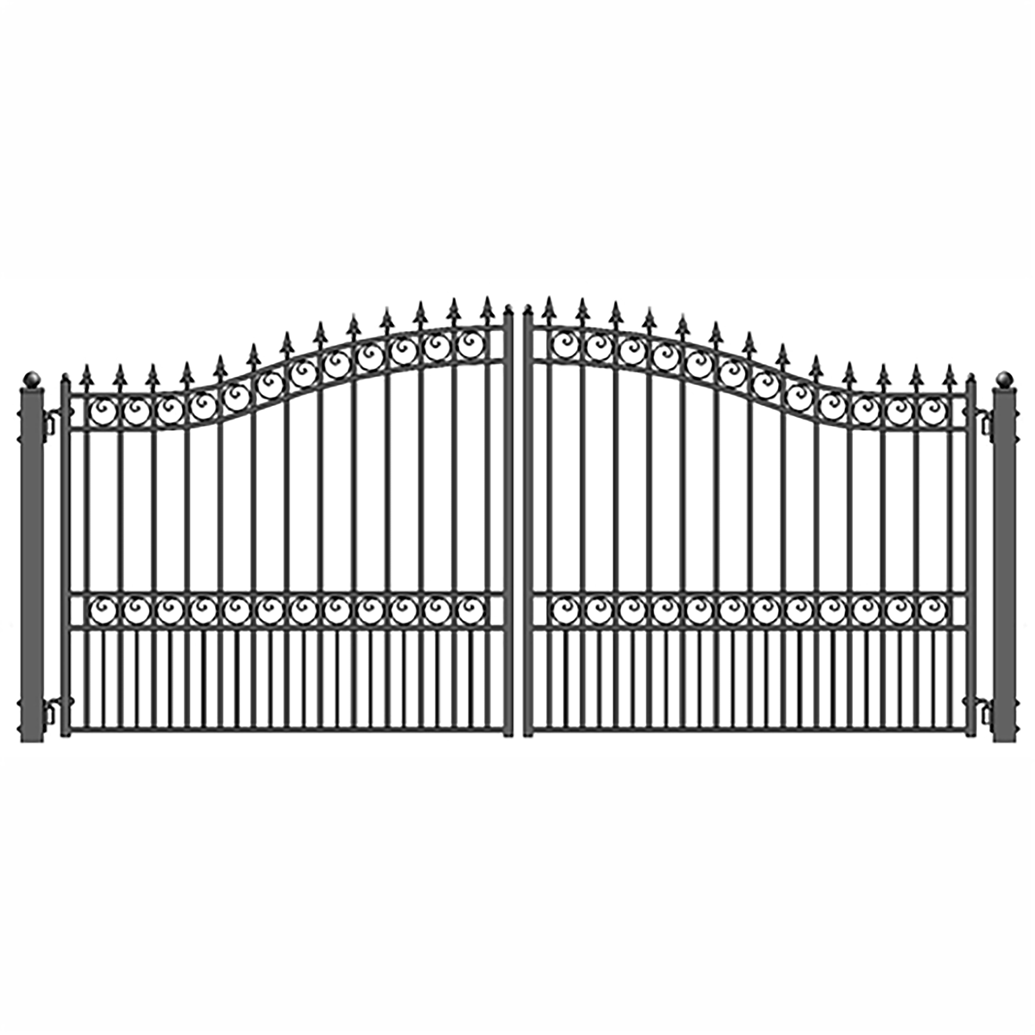 12 ft. London Style Iron Wrought Dual Swing Driveway Gate