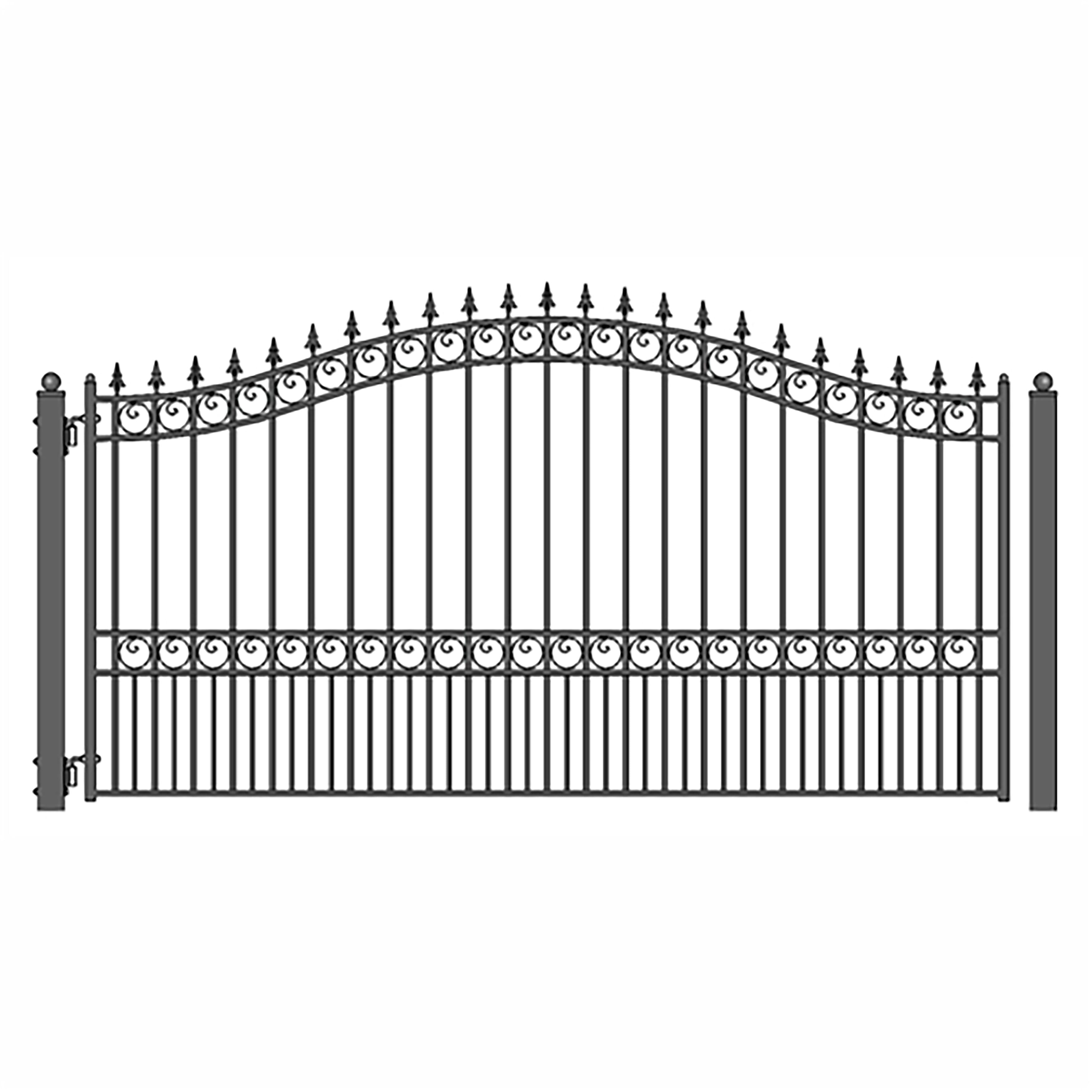 14 ft. London Style Iron Single Swing Driveway Gate