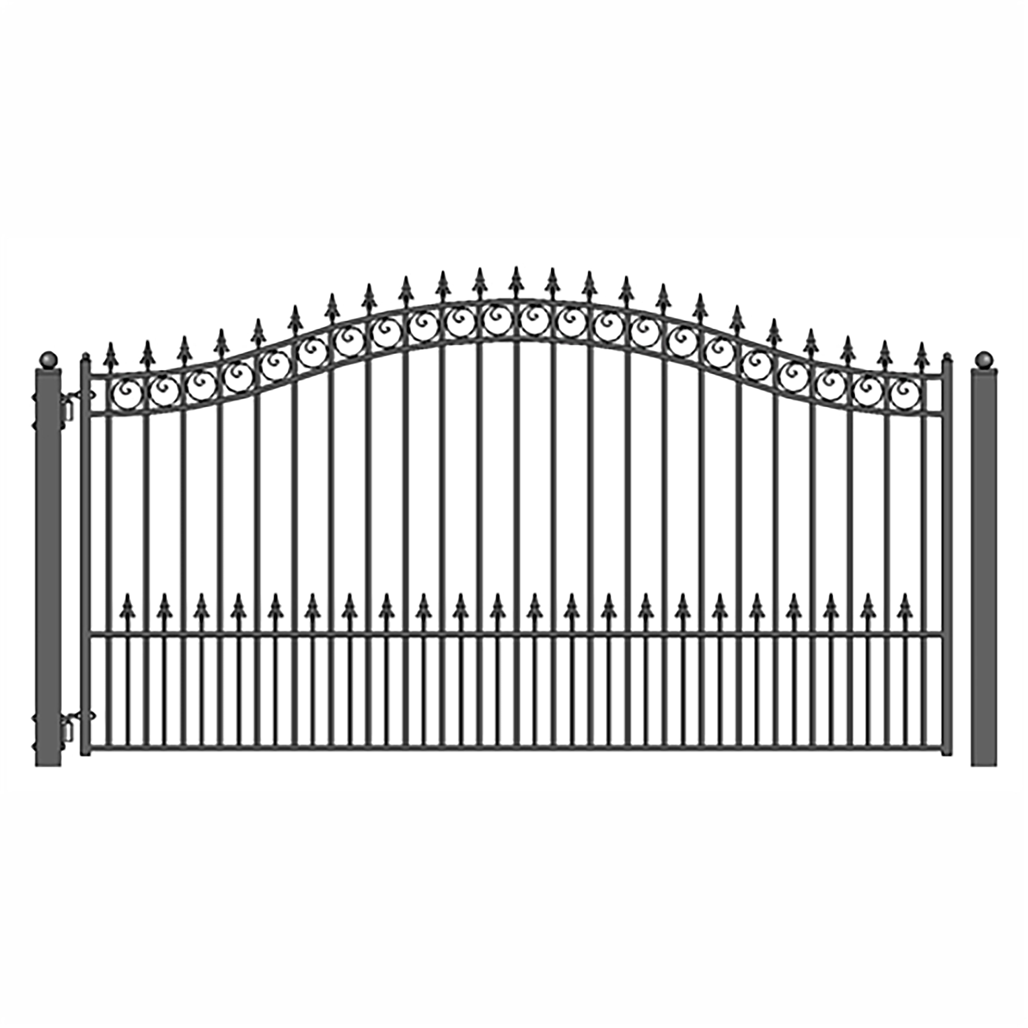 12 ft. Prague Style Iron Single Swing Driveway Gate