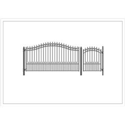 SET12X4PRAS-UNB 12 ft. Prague Style Steel Swing Single Driveway with Pedestrian Gate, Black