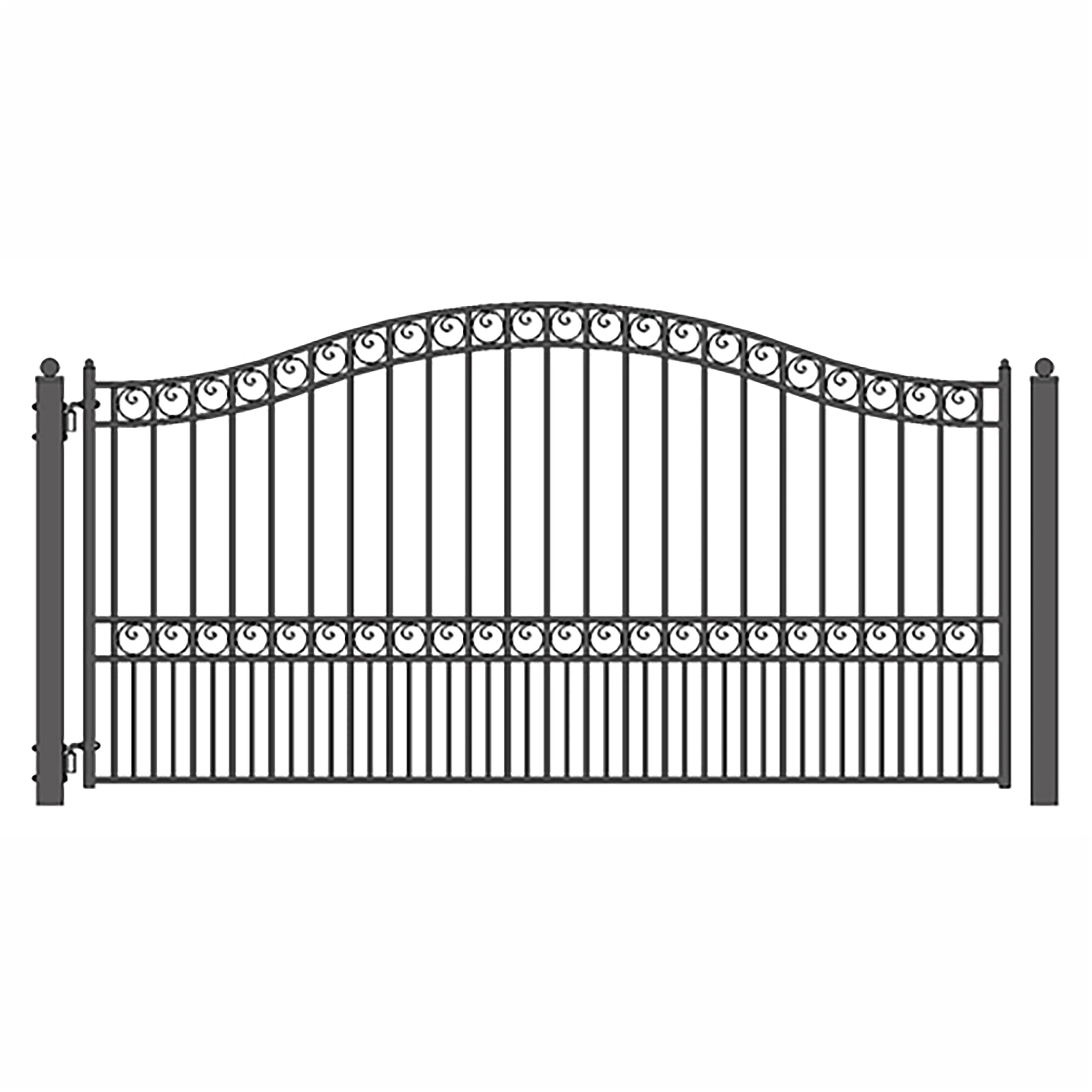 14 ft. Paris Style Iron Single Swing Driveway Gate