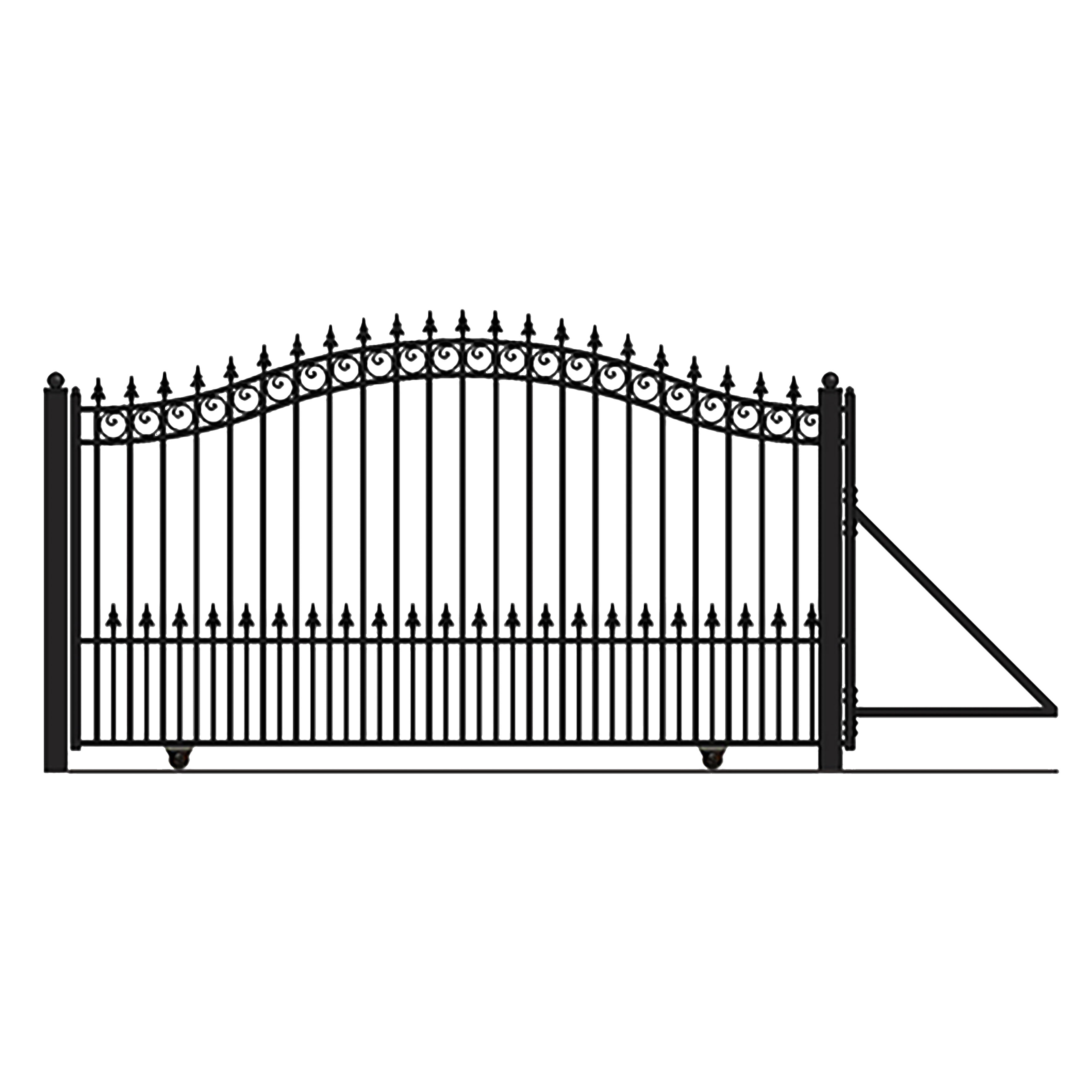 16 ft. Prague Style Iron Single Slide Driveway Gate