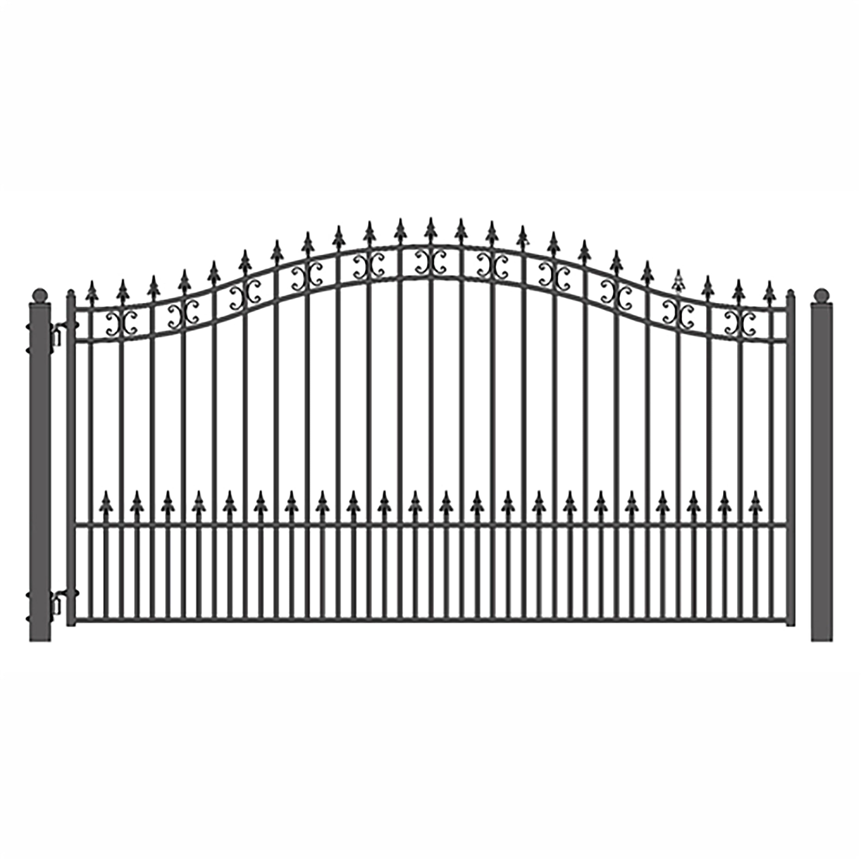DG16STPSSW St Louis Style Single Swing Steel Driveway Gate 16'
