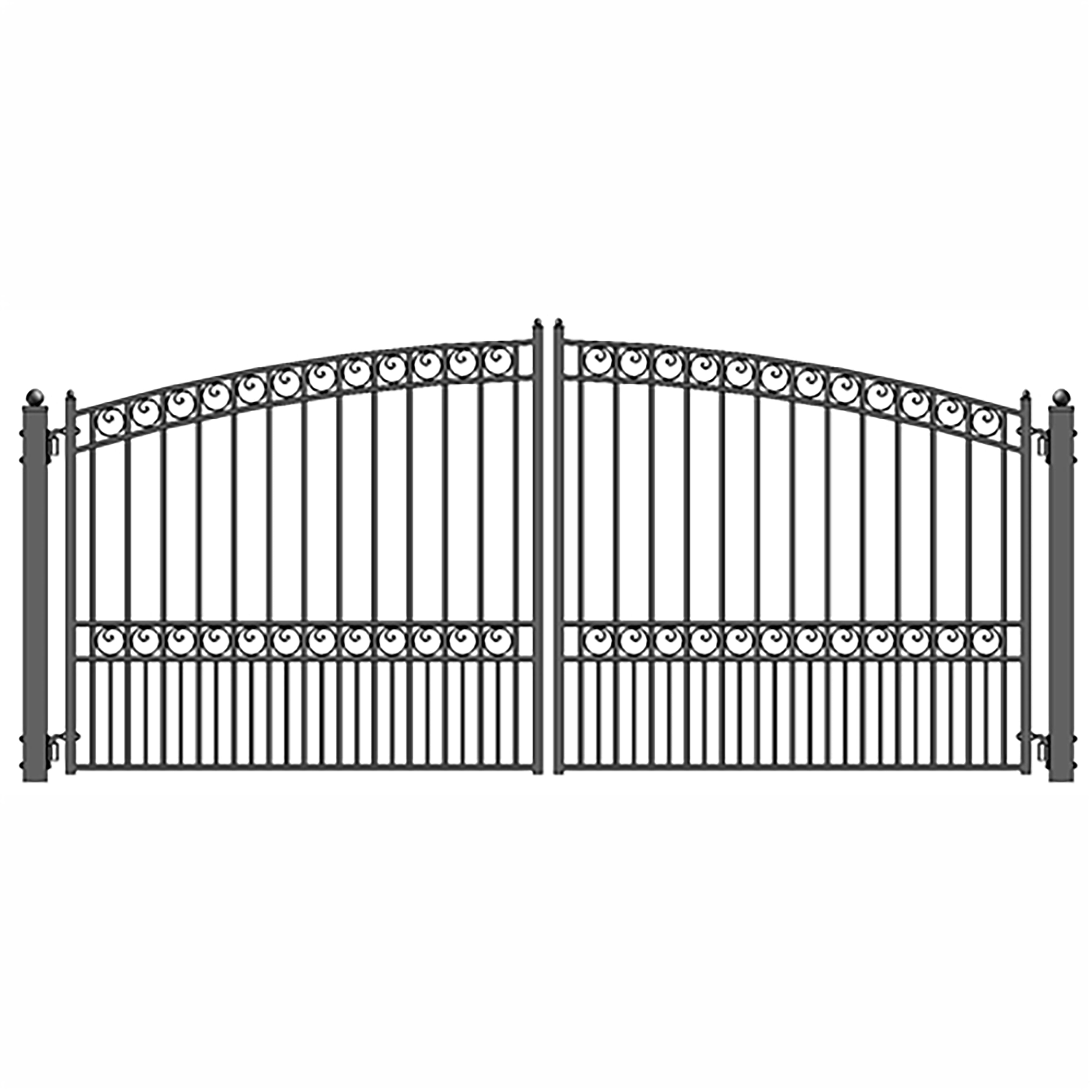 Paris Style Iron Wrought Dual Swing Driveway Gate