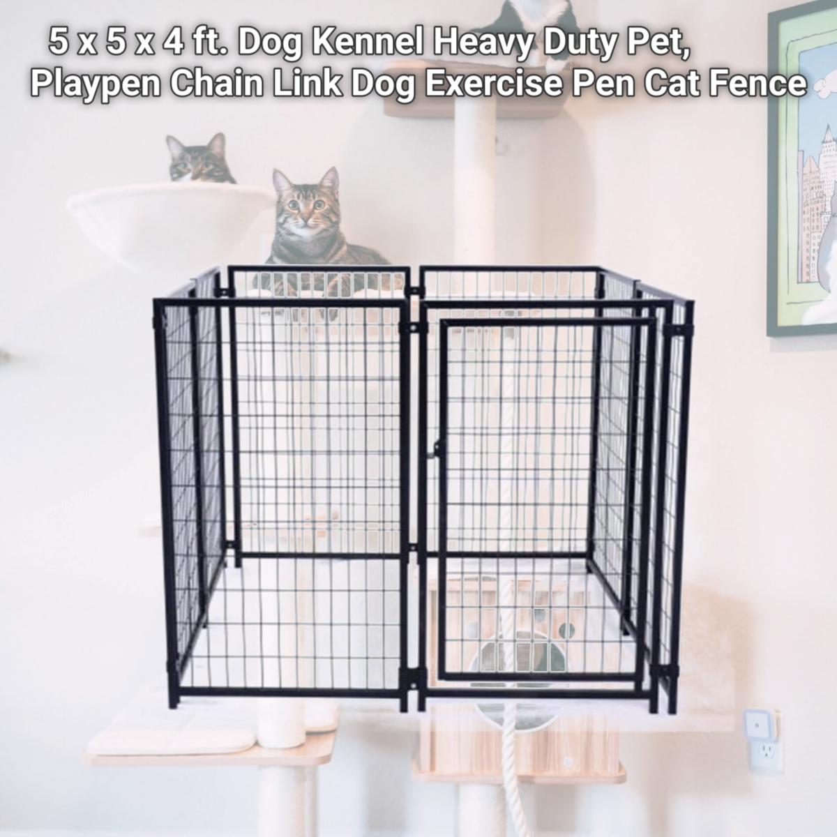 Picture of Aleko DK5x5x4SQ-UNB 5 x 5 x 4 ft. Dog Kennel Heavy Duty Pet, Playpen Chain Link Dog Exercise Pen Cat Fence